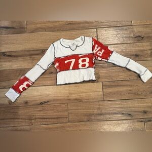 BDG Red and White Graphic Crop Top Size Medium